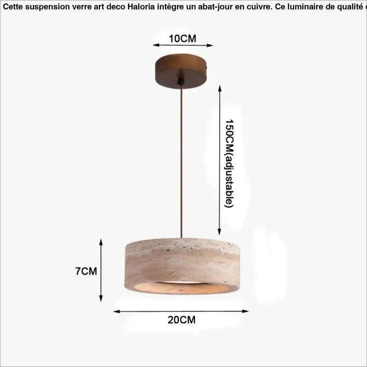Suspension luminaire rond en pierre travertin design