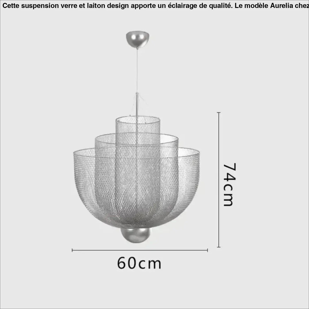 Suspension Luminaire Moderne Design Sculptural Métal Argenté