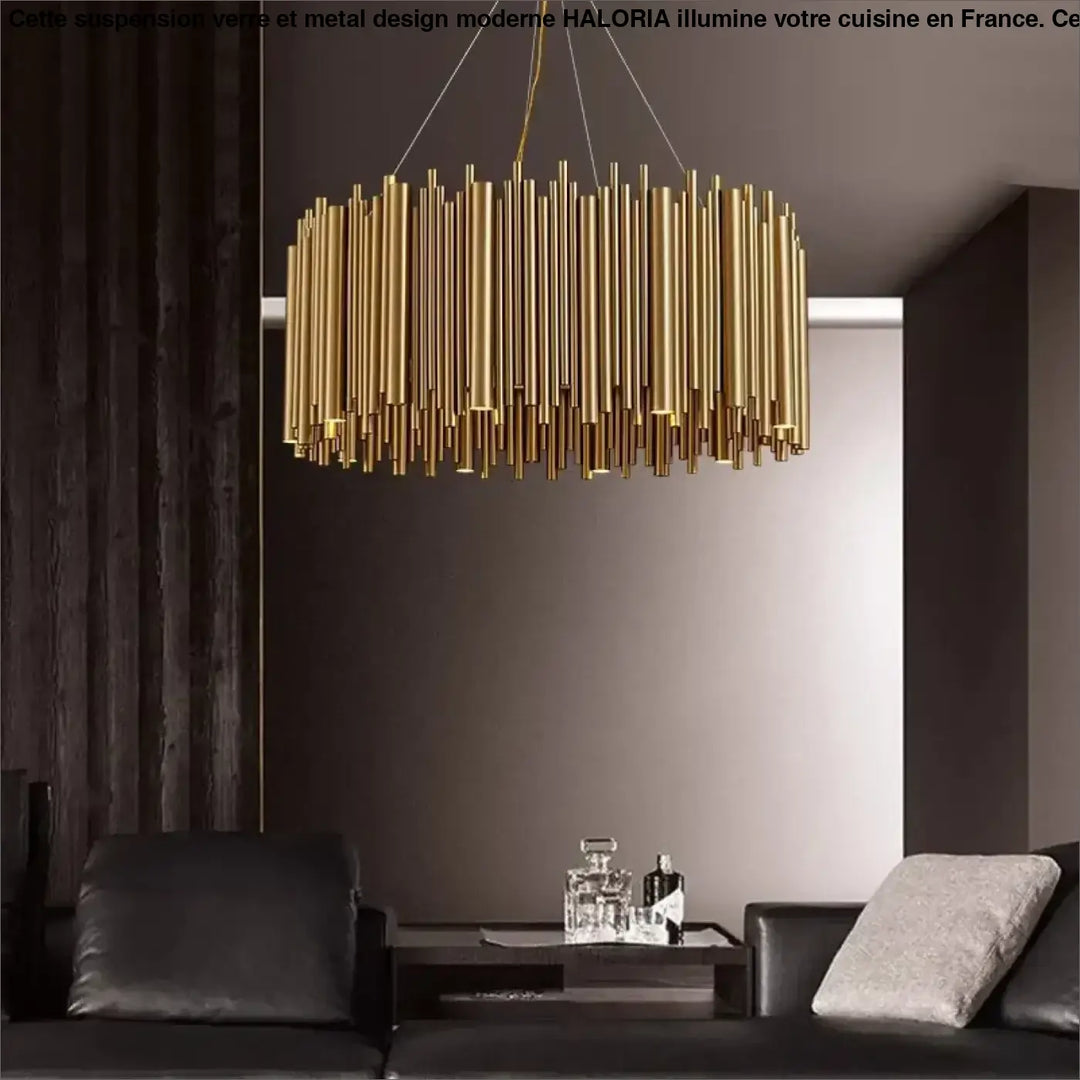 Suspension design dorée tubes métalliques élégante