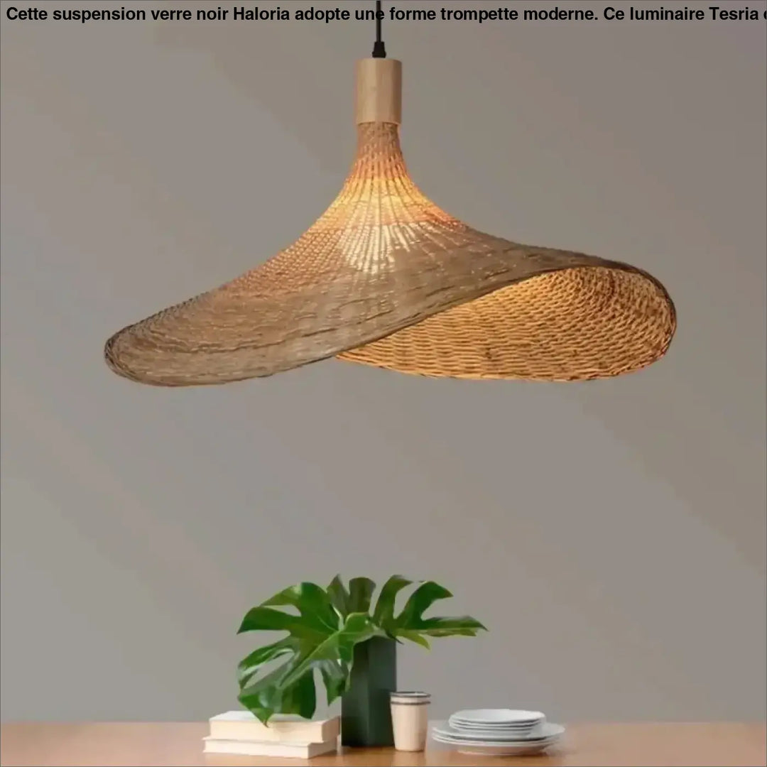 Suspension rotin naturel forme ondulée design moderne zen chic