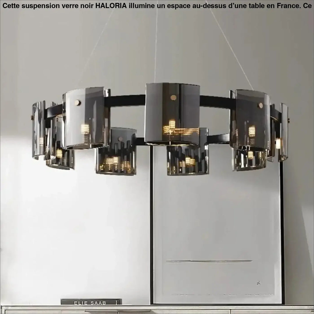 Suspension Verre Noir Cylindrique Élégant