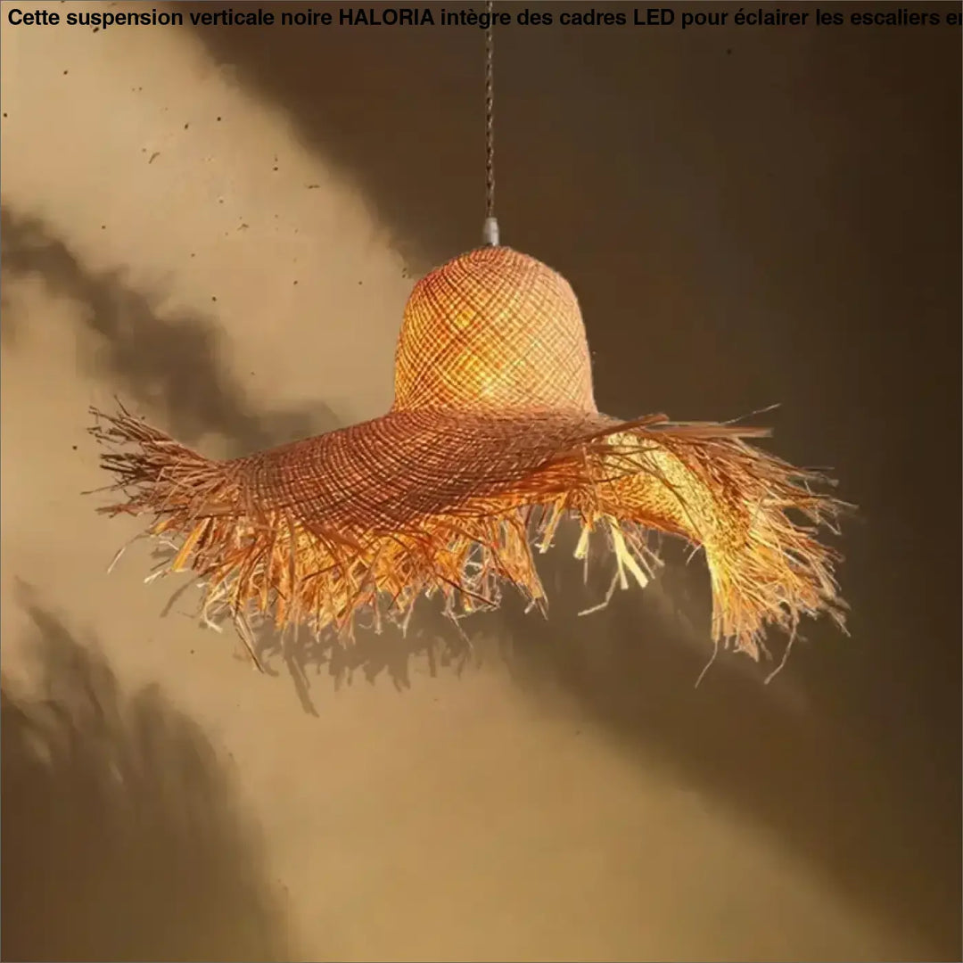 Suspension Rotin Bohème Naturelle Forme Chapeau Déco Authentique