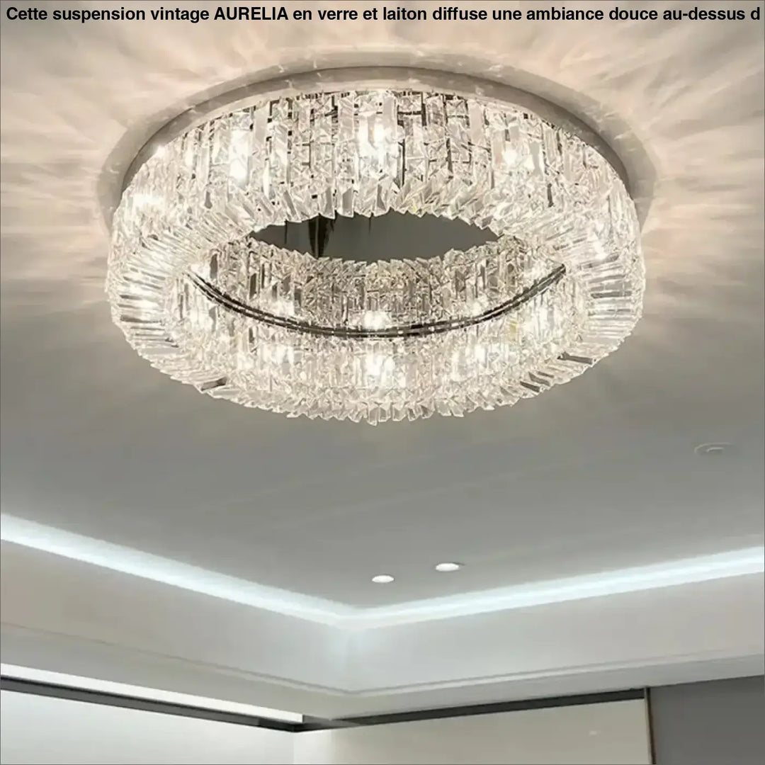 Plafonnier cristal LED rond moderne pour salon élégant

