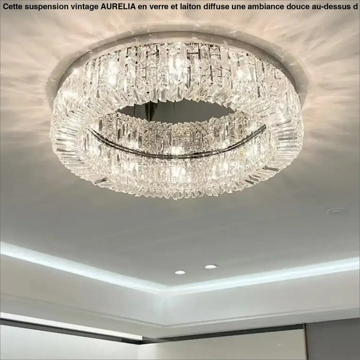 Plafonnier cristal LED rond moderne pour salon élégant

