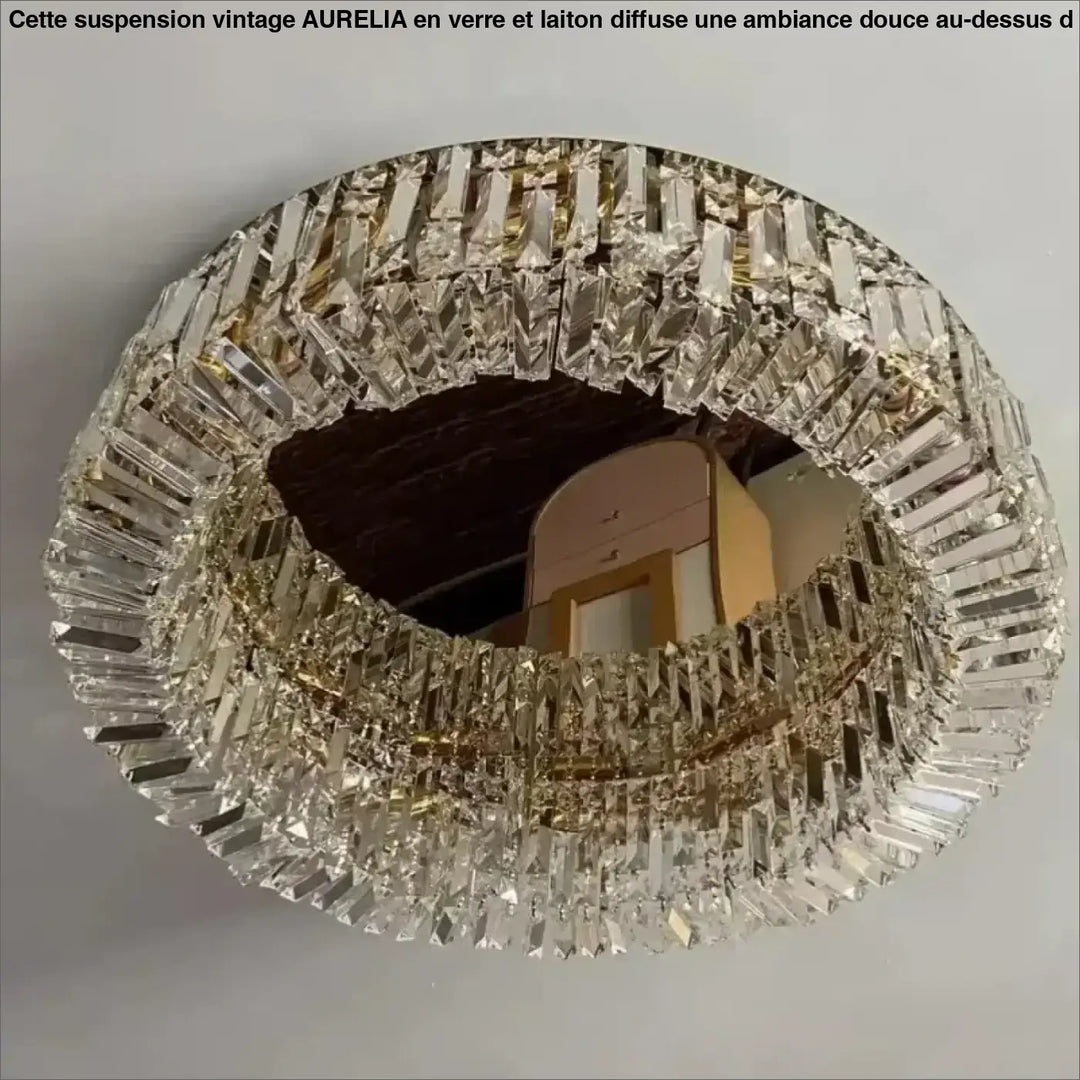 Plafonnier cristal LED rond moderne pour salon élégant

