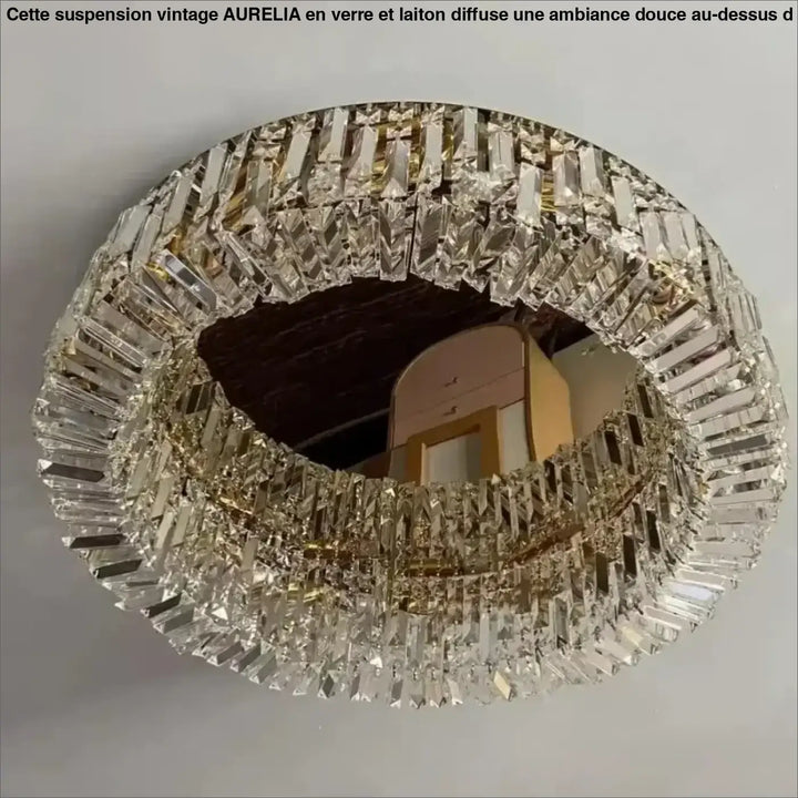 Plafonnier cristal LED rond moderne pour salon élégant

