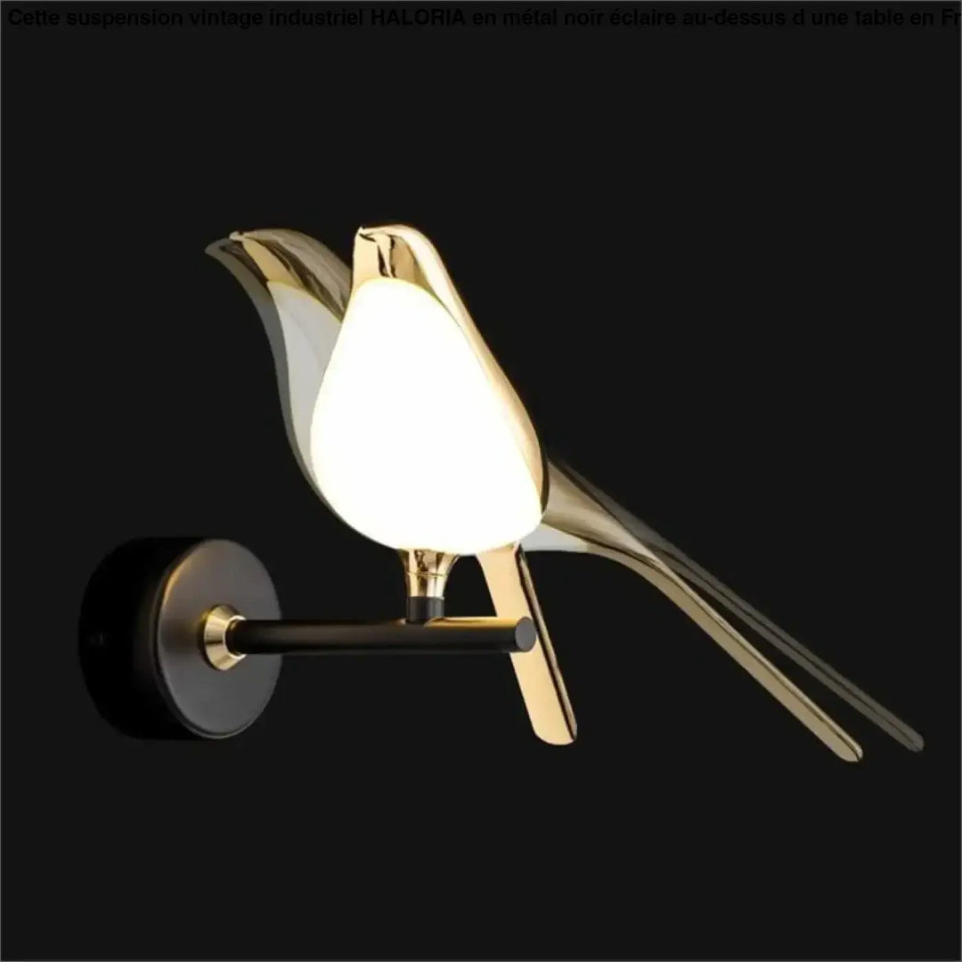 Suspension vintage industriel en métal doré en forme d oiseau avec diffuseur lumineux blanc élégant suspension vintage