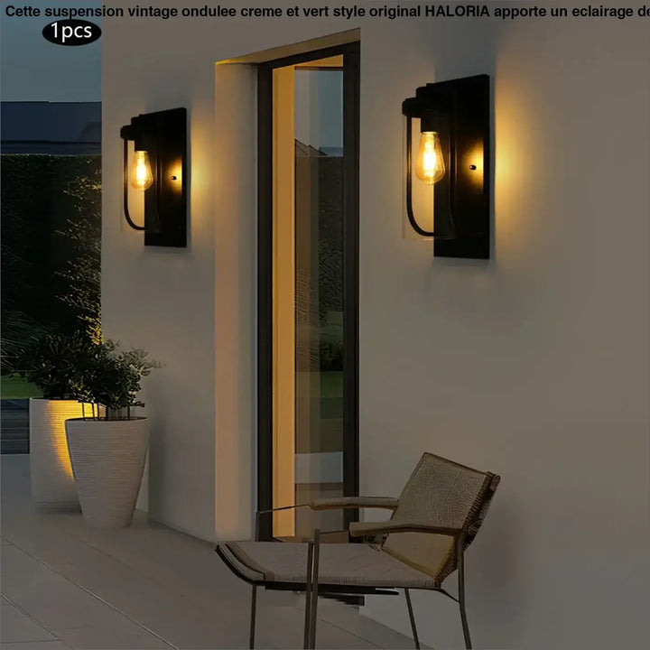 Applique murale extérieure noire design verre cylindrique moderne