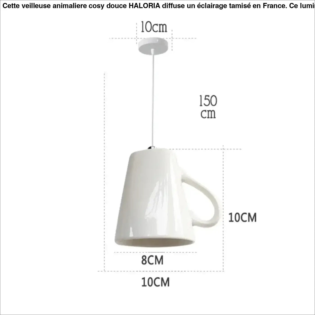 Suspension luminaire ceramica en céramique blanche avec poignée intégrée et finition brillante style intemporel