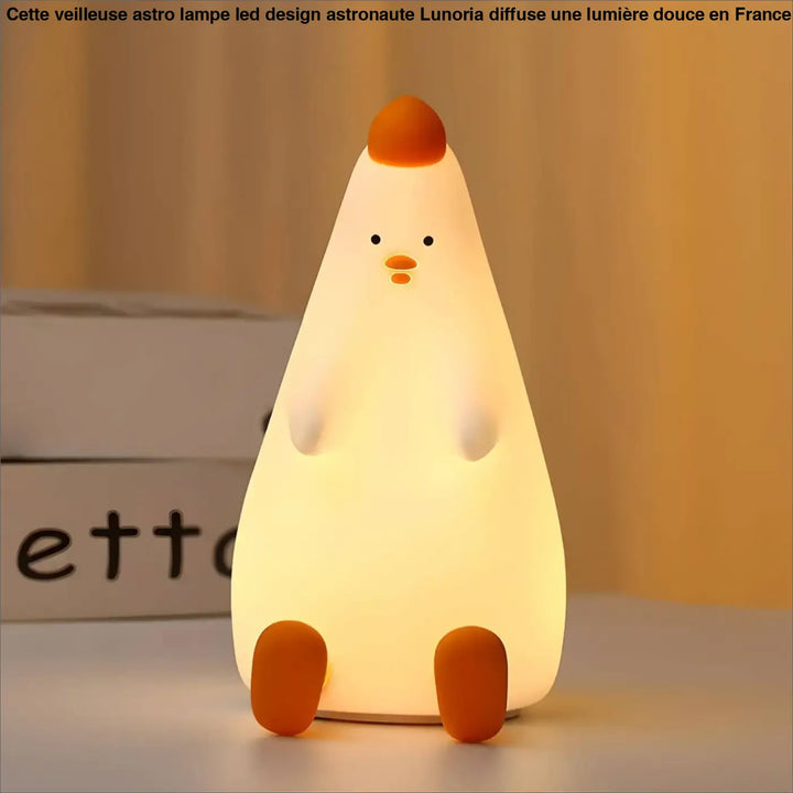 Veilleuse astro lampe led design en silicone blanc et orange en forme de poulet avec éclairage doux pour enfant