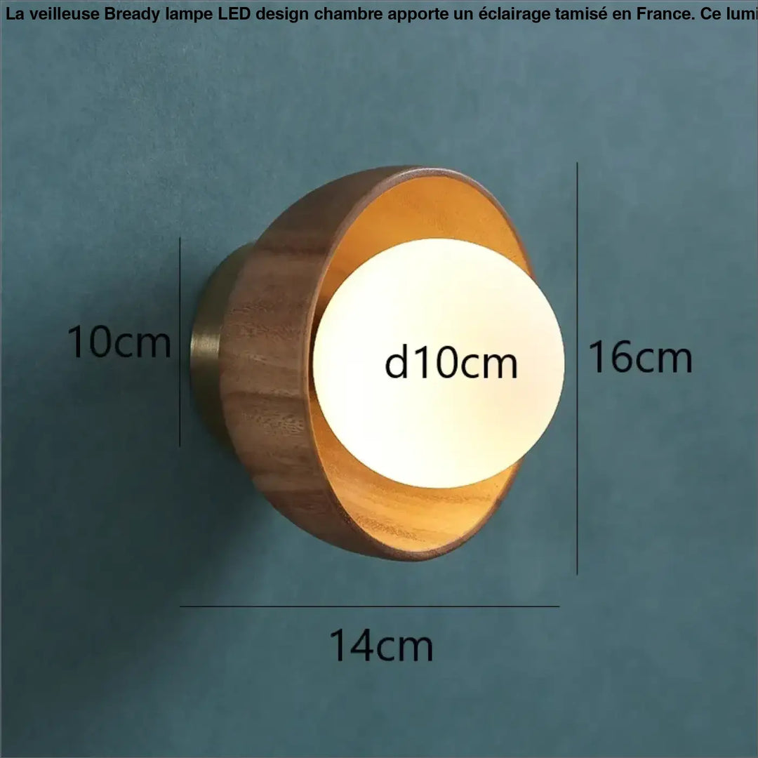 Applique murale design rond en bois et verre lumière douce