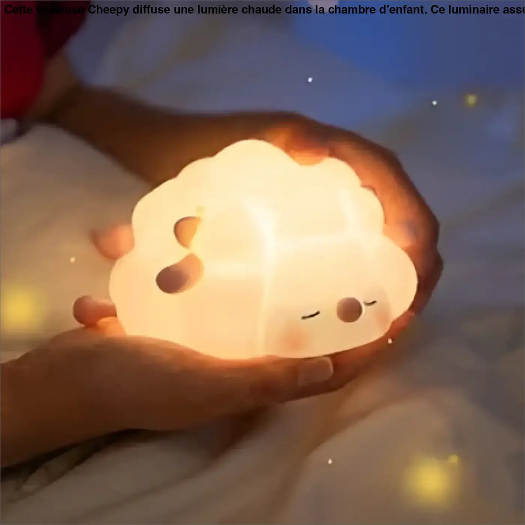 Veilleuse cheepy en forme de nuage blanc doux avec lumière douce et présence lumineuse pour ambiance apaisante