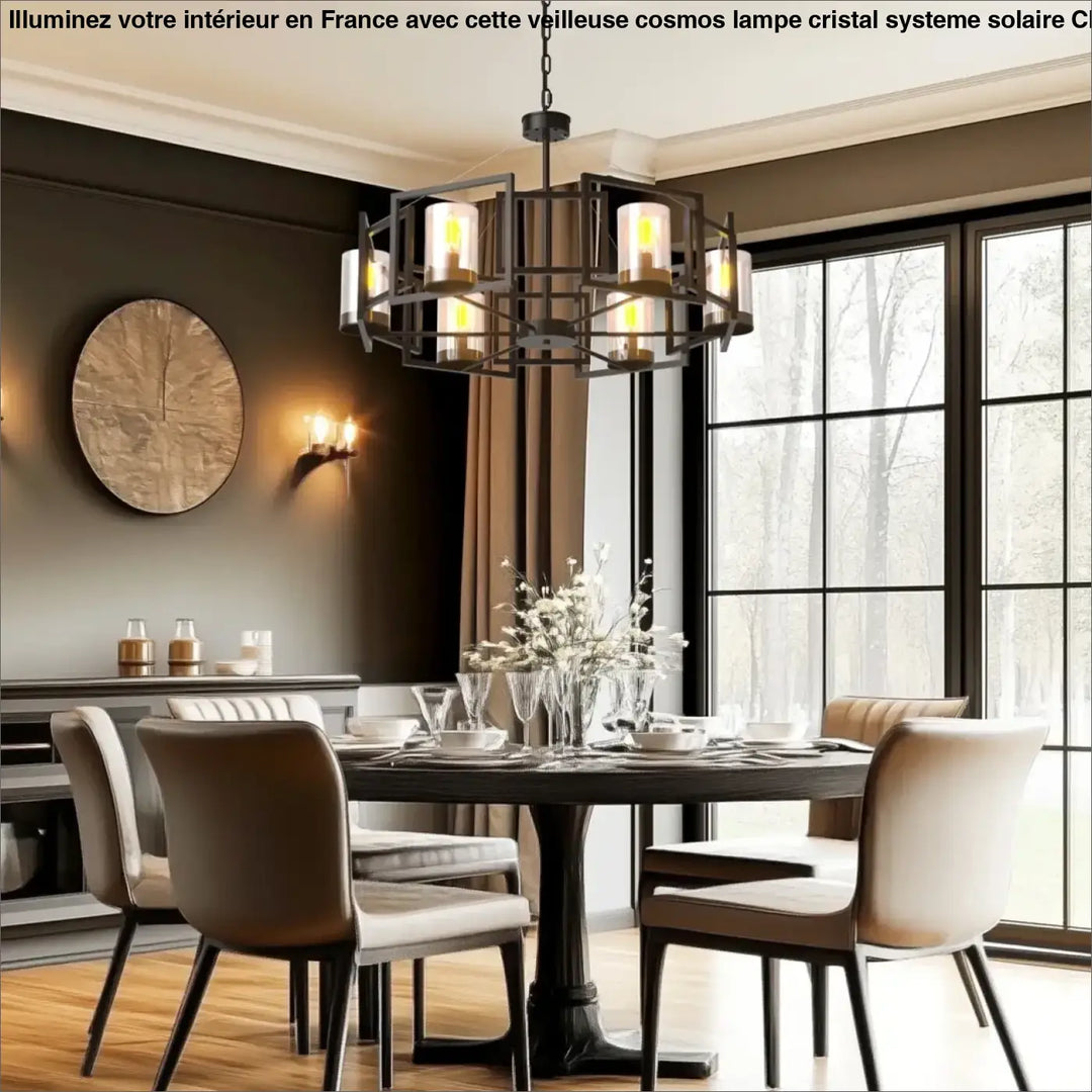 Suspension luminaire design vintage en métal avec éclairage led