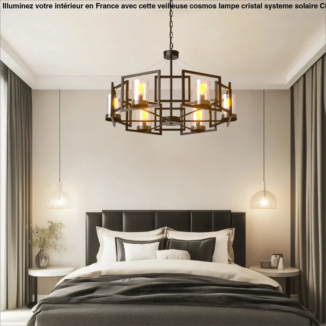 Suspension luminaire design vintage en métal avec éclairage led