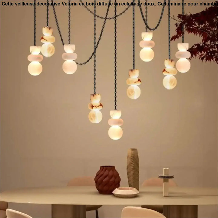 Suspension luminaire batta avec ampoules led lustre, intensité variable, orbes chaudes suspendues par chaînes sombres