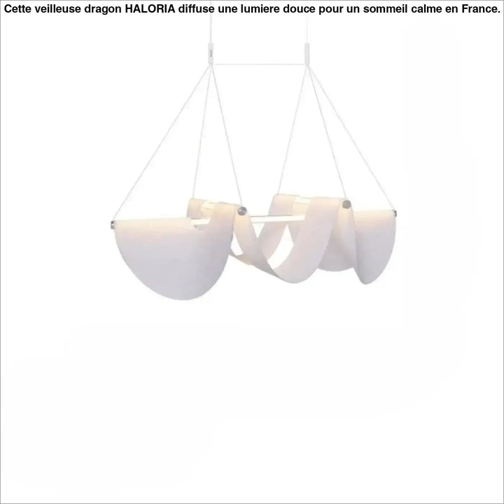 Suspension luminaire nautilus blanc avec voilage ondulé contemporain en acrylique semi-transparent suspendu par cordons fins