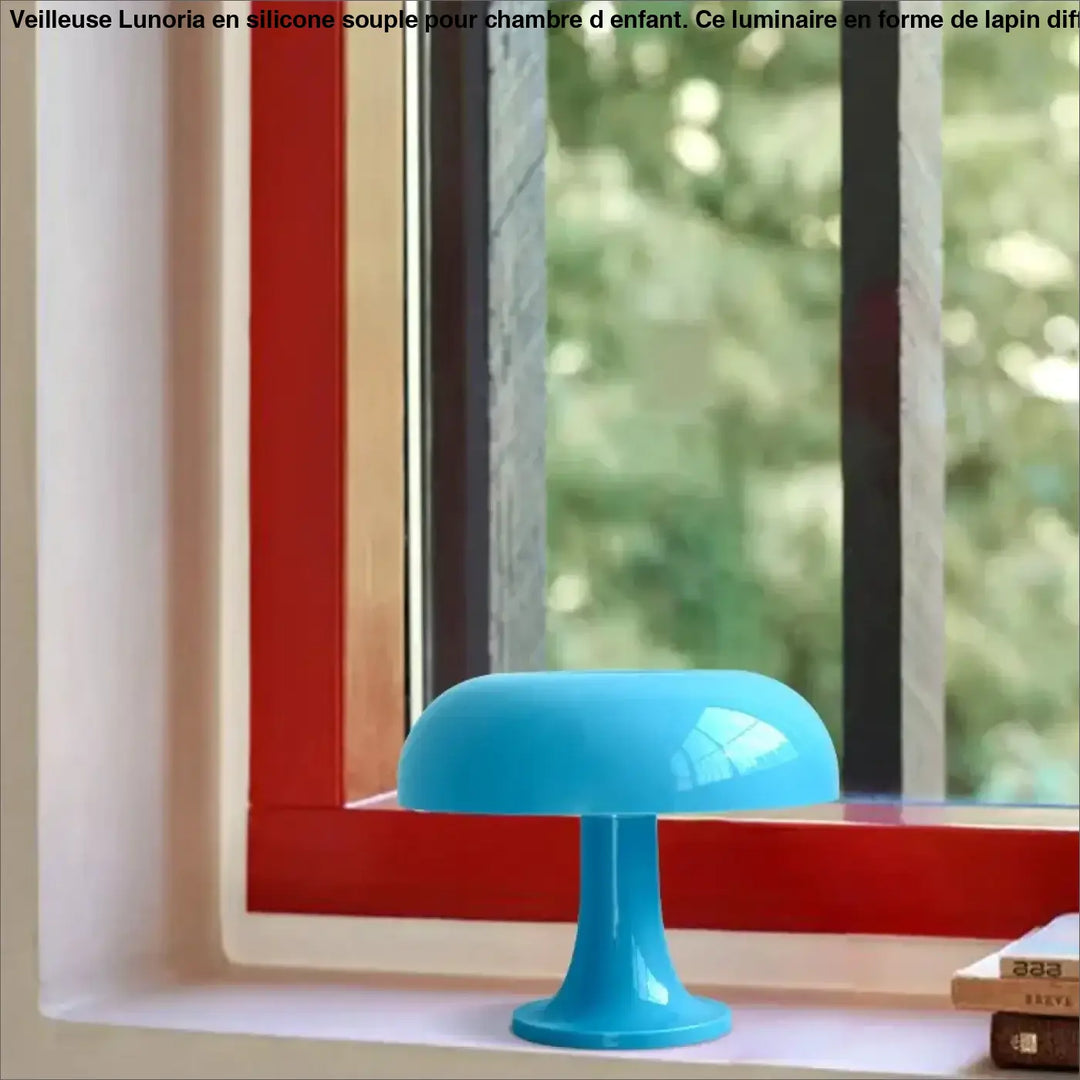 Lampe de table champignon orange en verre design vintage
