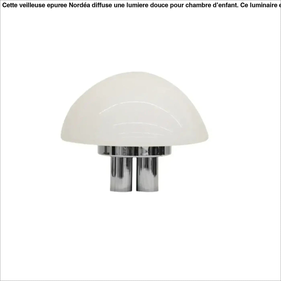 Lampe de chevet jema avec dôme en verre opale blanc et pieds cylindriques en chrome poli