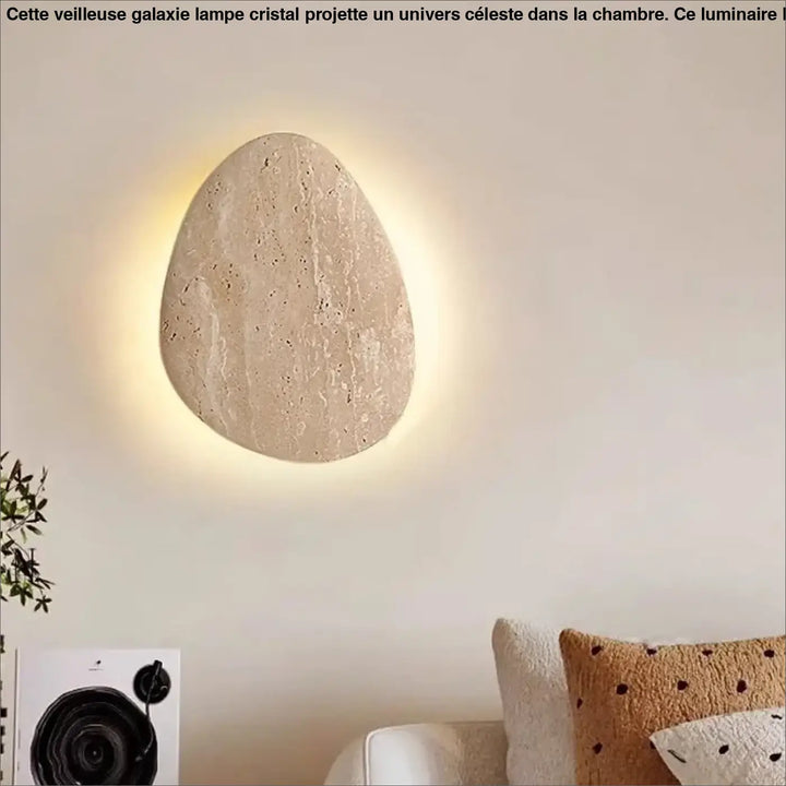 Applique en travertin beige design organique led élégante