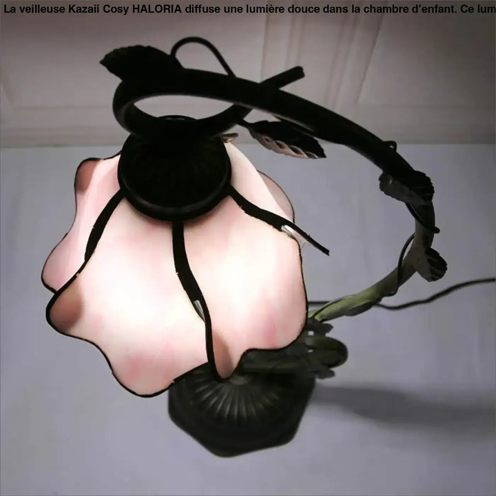 Lampe de table fleur en verre dépoli style élégant