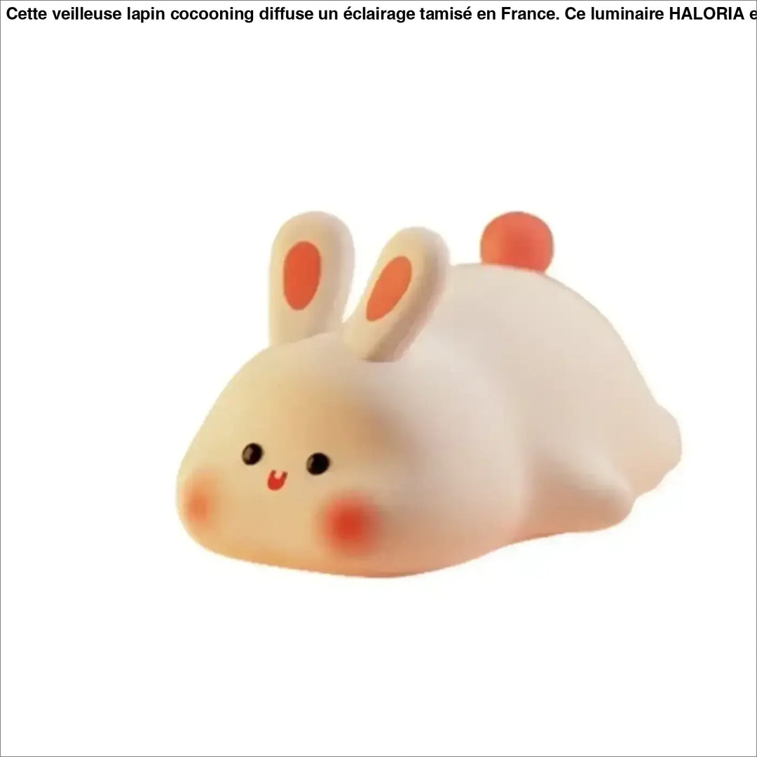 Veilleuse mouton lumineuse en forme de lapin blanc avec oreilles orange, joues roses et petite queue pour apaiser