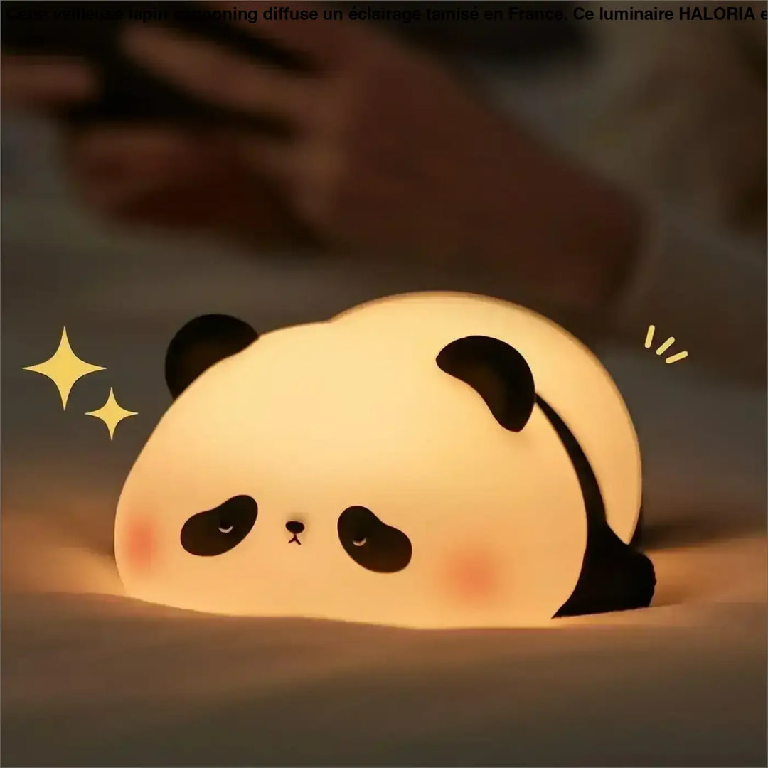 Veilleuse mouton lumineuse en forme de panda avec éclairage doux et détails noirs aux oreilles et yeux par toumou