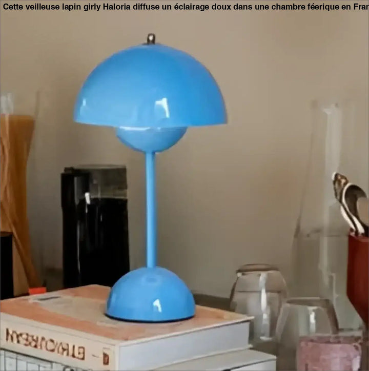 Lampe de table rudi bleue en céramique en forme de fleur avec design unique style scandinave et table moderne