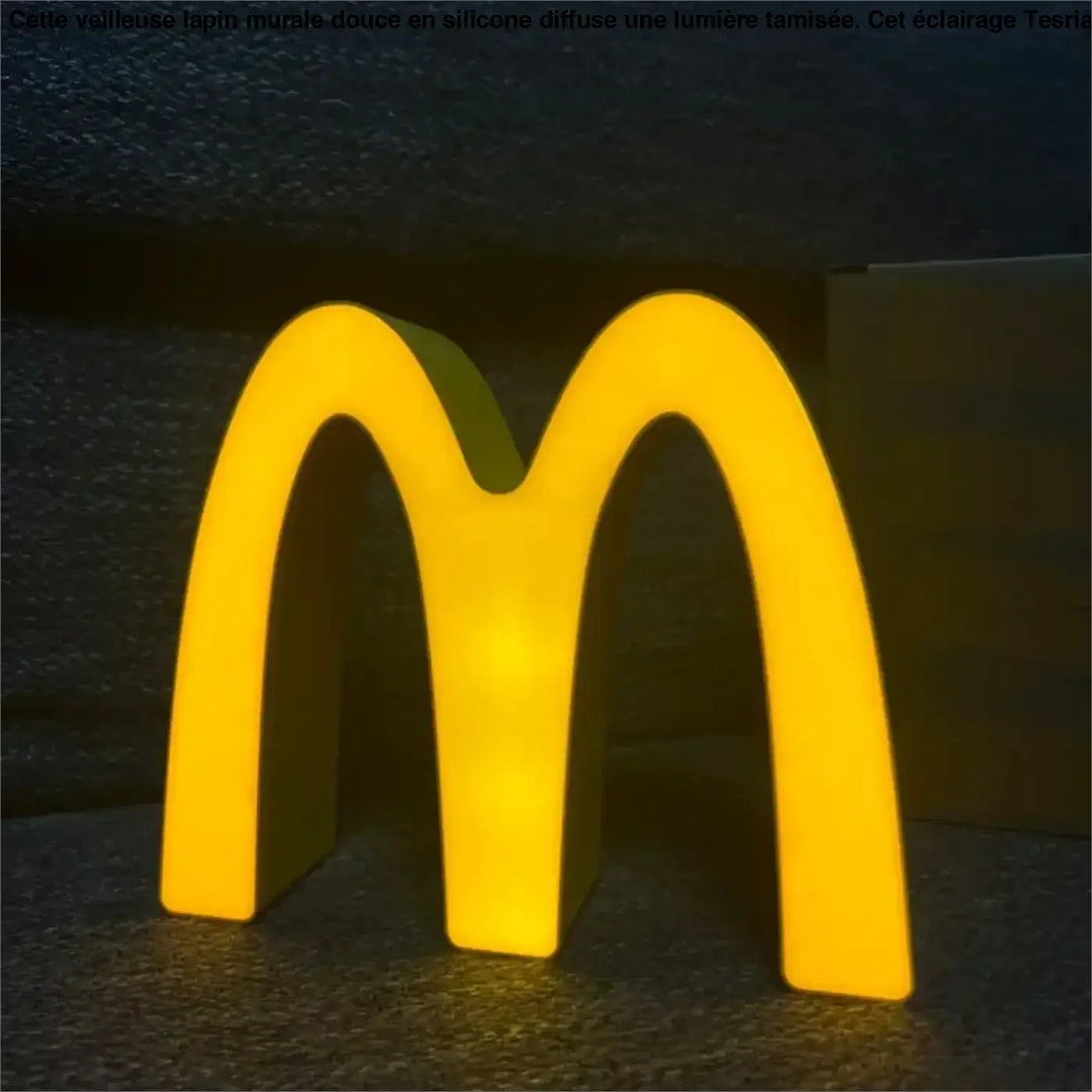 Lampe décorative amusante lampe cartoon avec sculpture lumineuse jaune en forme d’arc mcdonald’s