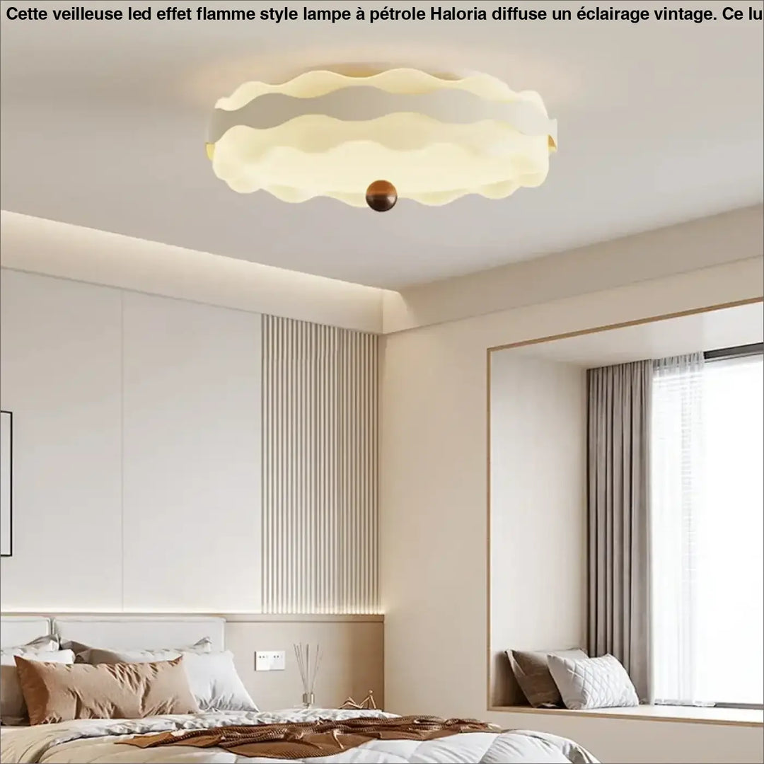 Luminaire plafonnier wavea à ombre douce et translucide couleur crème avec centre sphérique brun pour décoration intérieure plus qu’un simple éclairage