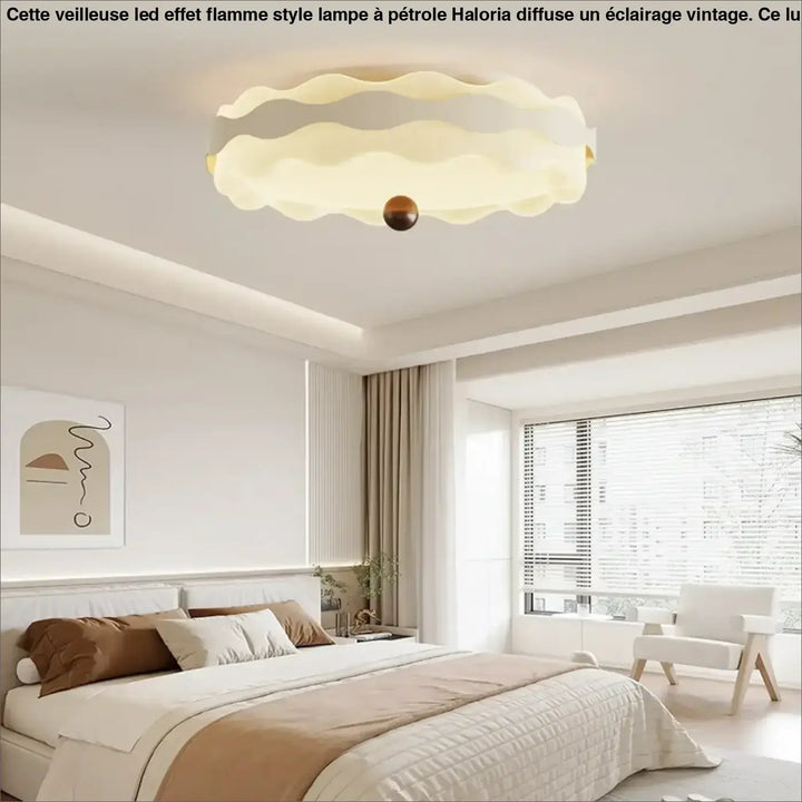 Luminaire plafonnier wavea crème avec design ondulé et sphère bronze central pour décoration intérieure plus qu’un simple éclairage