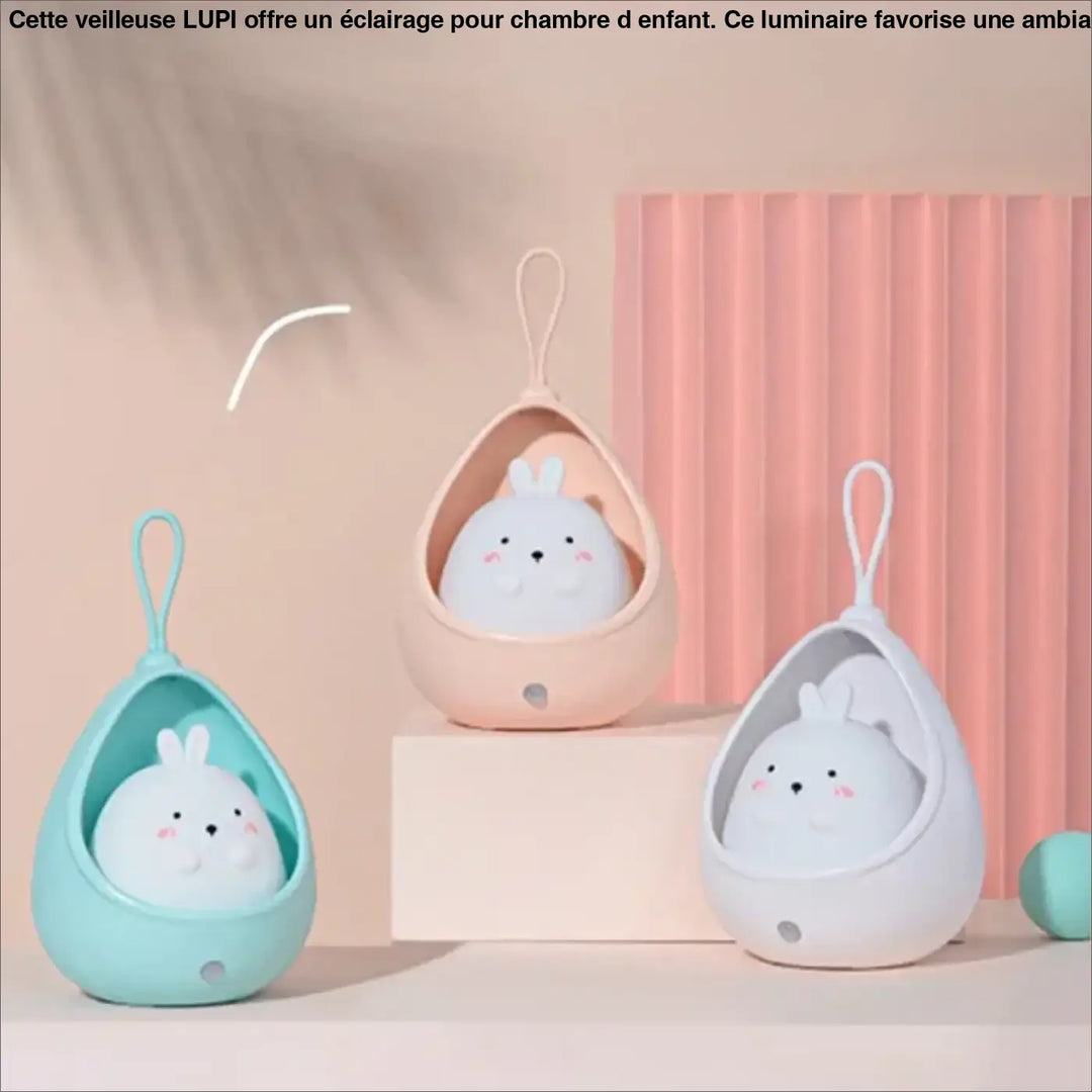 Veilleuse lapin murale pastel en forme doeuf avec visage de lapin en peluche douce et boucle suspendue veilluse lapin murale