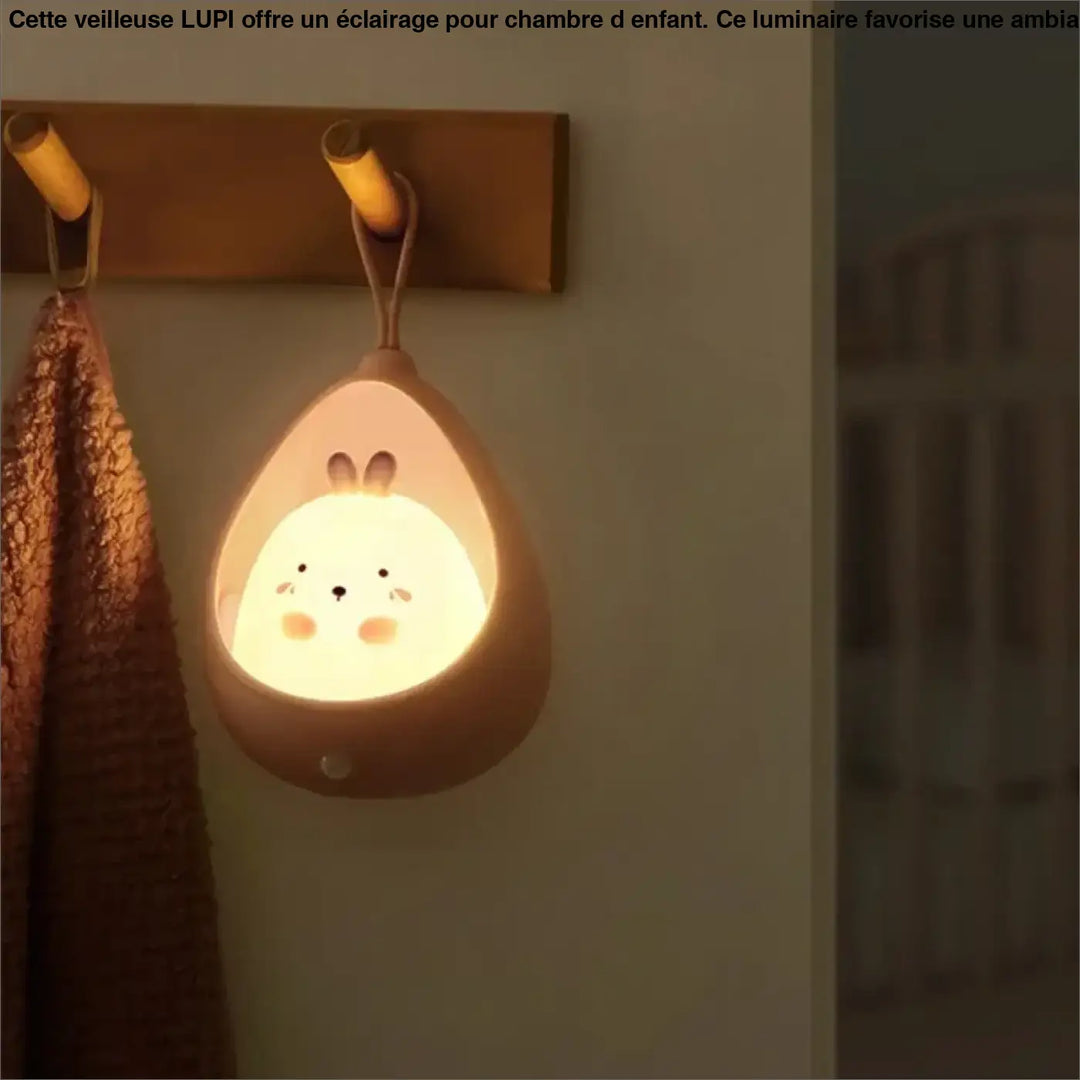 Veilleuse lapin murale lupi en forme dœuf pêche avec visage de lapin lumineux doux et design chaleureux