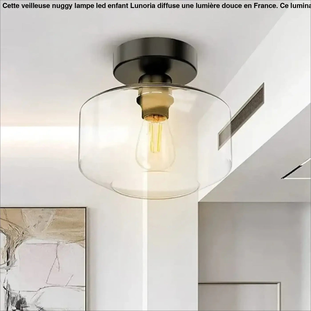 Applique plafonnier design doré avec abat-jour en verre