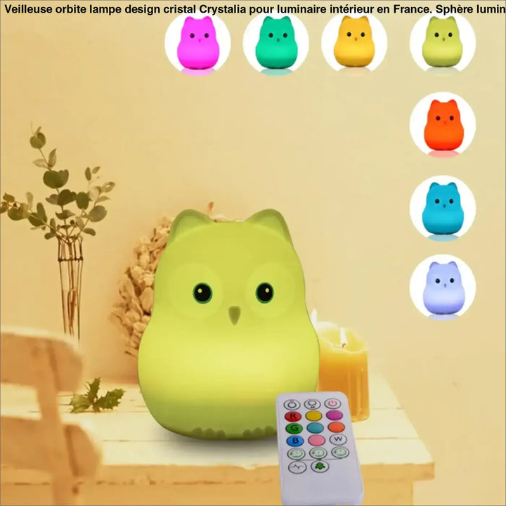 Veilleuse hibou veilleuse hibou design verte en peluche douce avec yeux noirs et petit bec design minimaliste