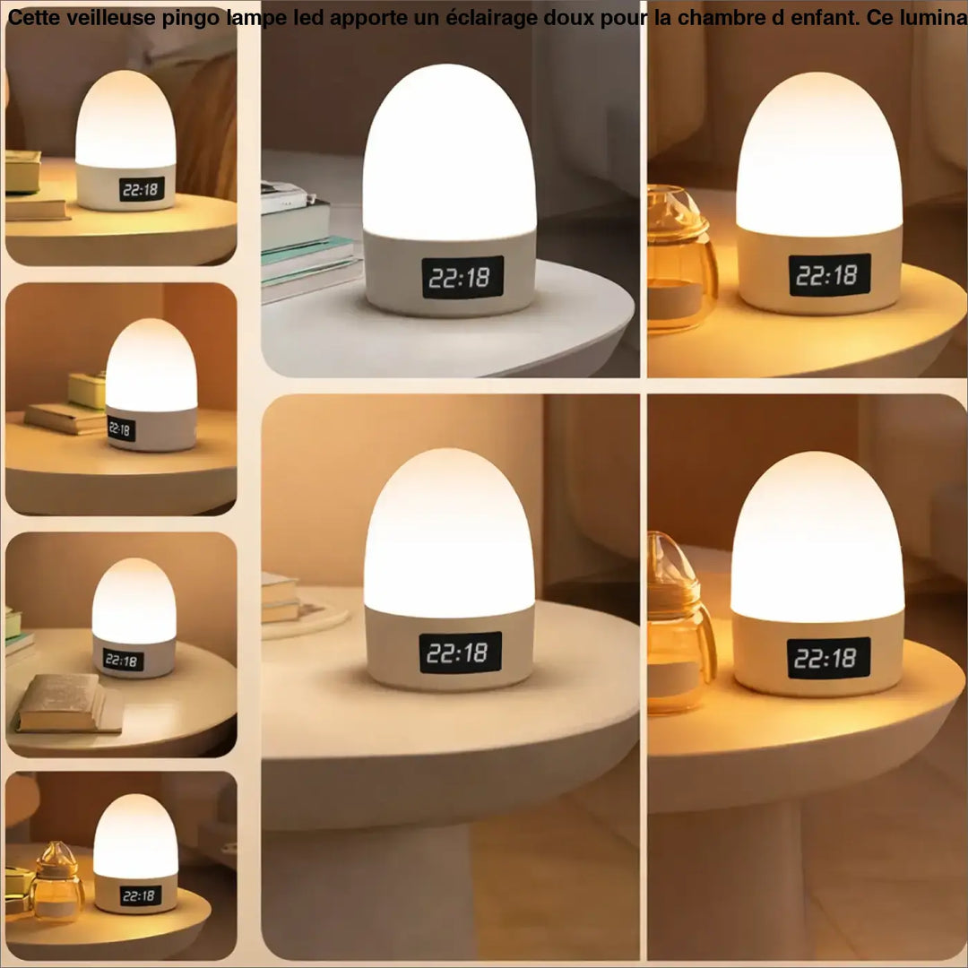 Veilleuse mallow avec lumière led blanche douce et affichage digital, veilleuse design moderne pour chambre