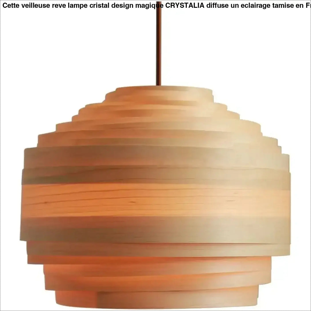 Suspension bois artisanale avec lumière douce chic
